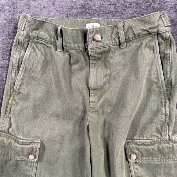 J Crew Relaxed Cargo Pants Women's Size 28 Green Tapered Heavy Weigh Twill BW526 - Picture 11 of 16